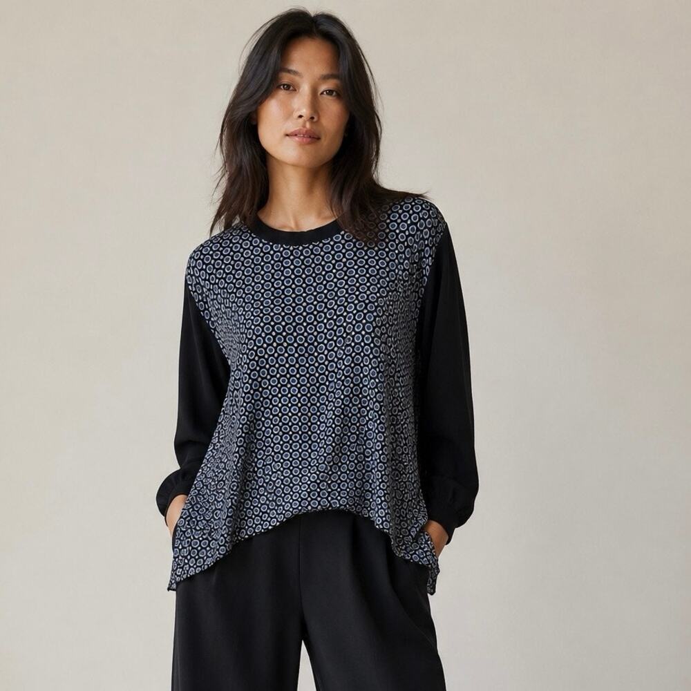 Stella McCartney Silk Wool Mixed Media Asymmetrical Hem Knit Sweater Size 40
